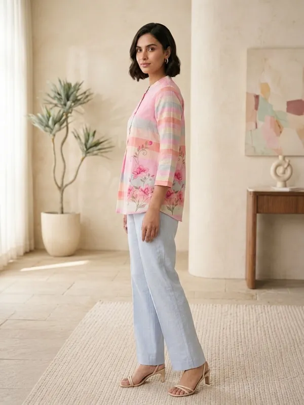 Floral_Printed_Multicolour_Mandarin_Collar_Tunic