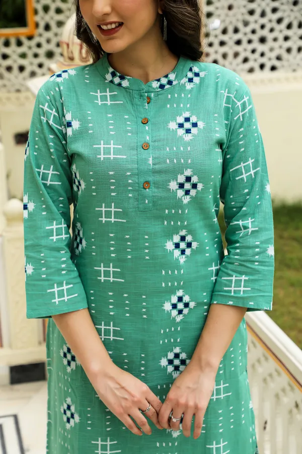 Green_Geometric_Printed_Pure_Cotton_Co-Ord_Set_For_Women