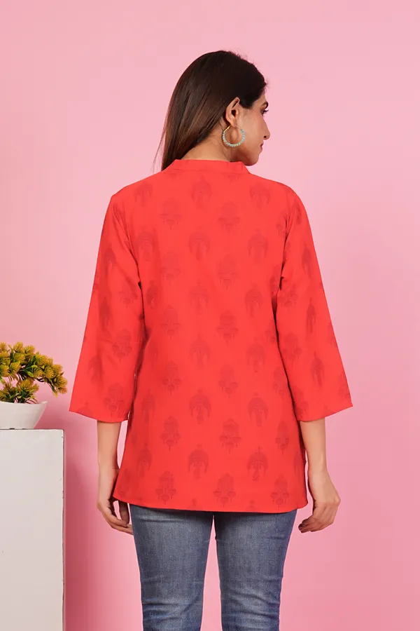 Block_Printed_Three-Quarter_Sleeves_Comfortable_Fit_Casual_Tunic_for_Women