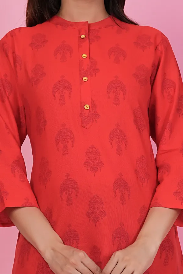 Block_Printed_Three-Quarter_Sleeves_Comfortable_Fit_Casual_Tunic_for_Women