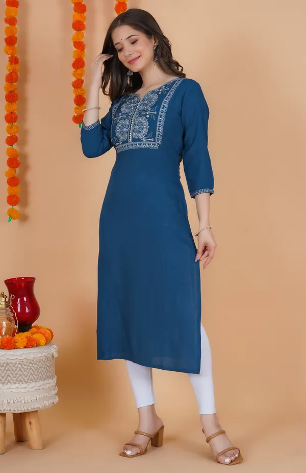 Blue_Rayon_Kurta_For_Women