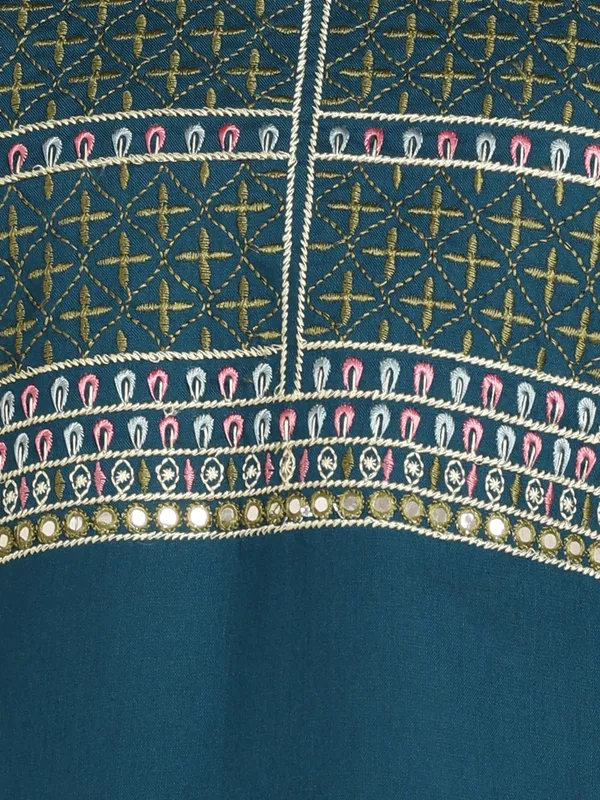Teal_Blue_Rayon_Kurta_For_Women