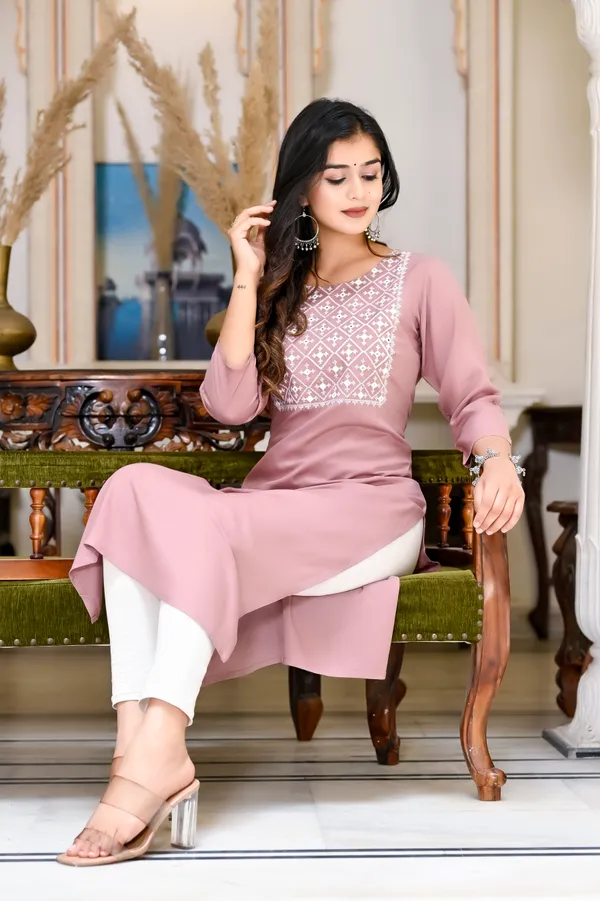 Pink_Rayon_Kurta_For_Women