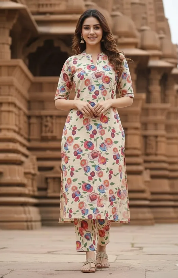 Floral_Print_Straight_Kurta_with_Mandarin_Collar_&_Matching_Trousers