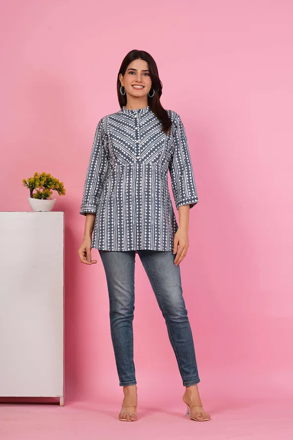 Geometric_Printed_Mandarin_Collar_Tunic_for_Women