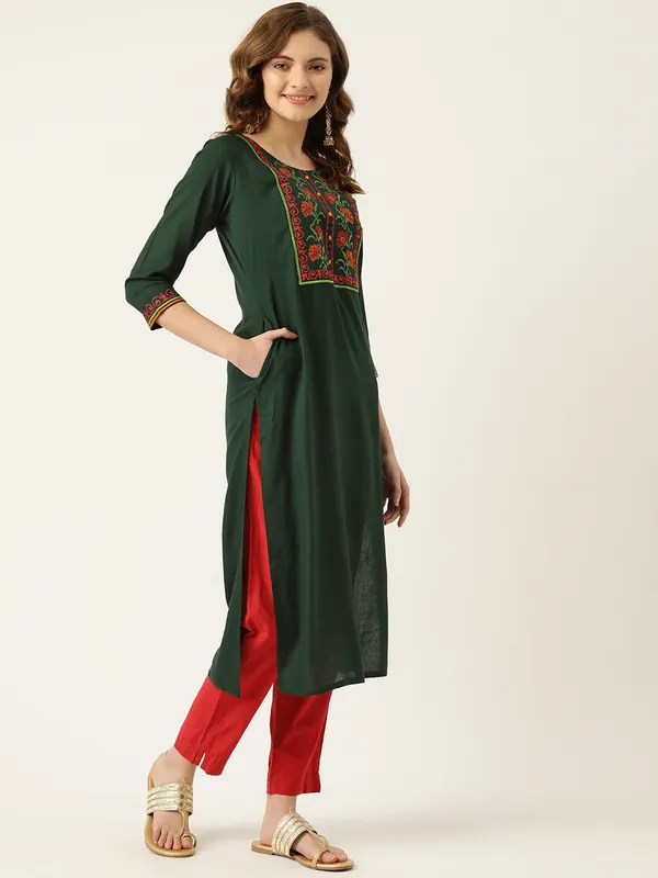 Green_Rayon_Kurta_For_Women