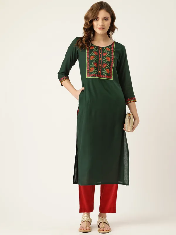 Green_Rayon_Kurta_For_Women