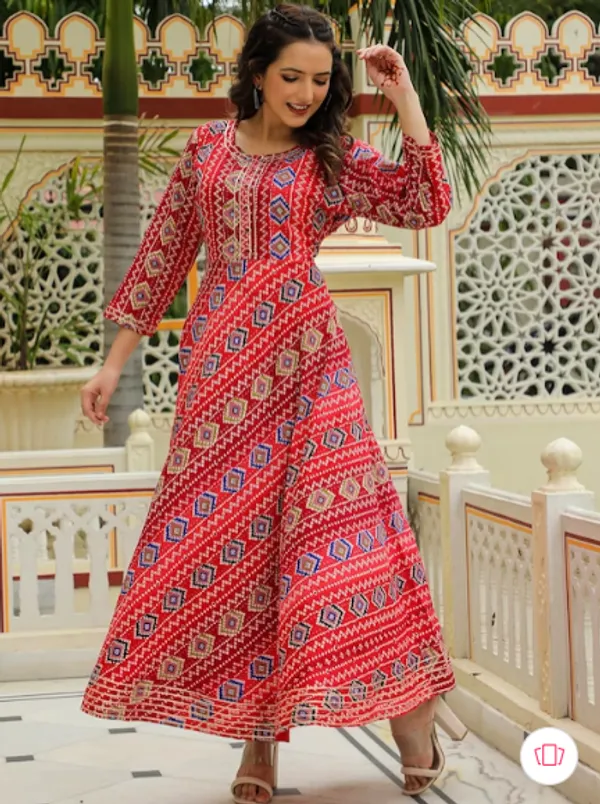 Red_Printed_Silk_Gota_Patti_Dress_For_Women