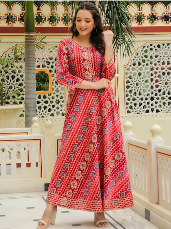 Red_Printed_Silk_Gota_Patti_Dress_For_Women