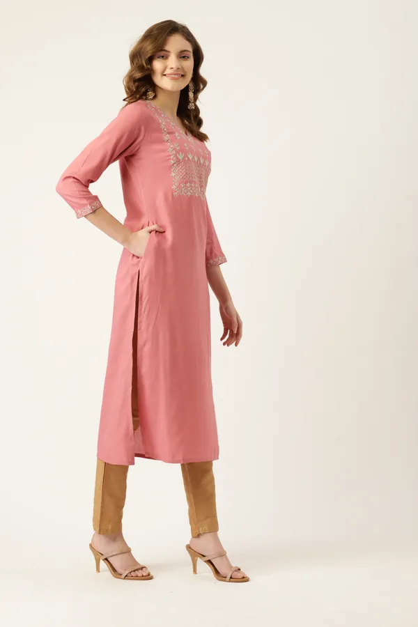 Pink_Embroidered_Rayon_Kurta_For_Women