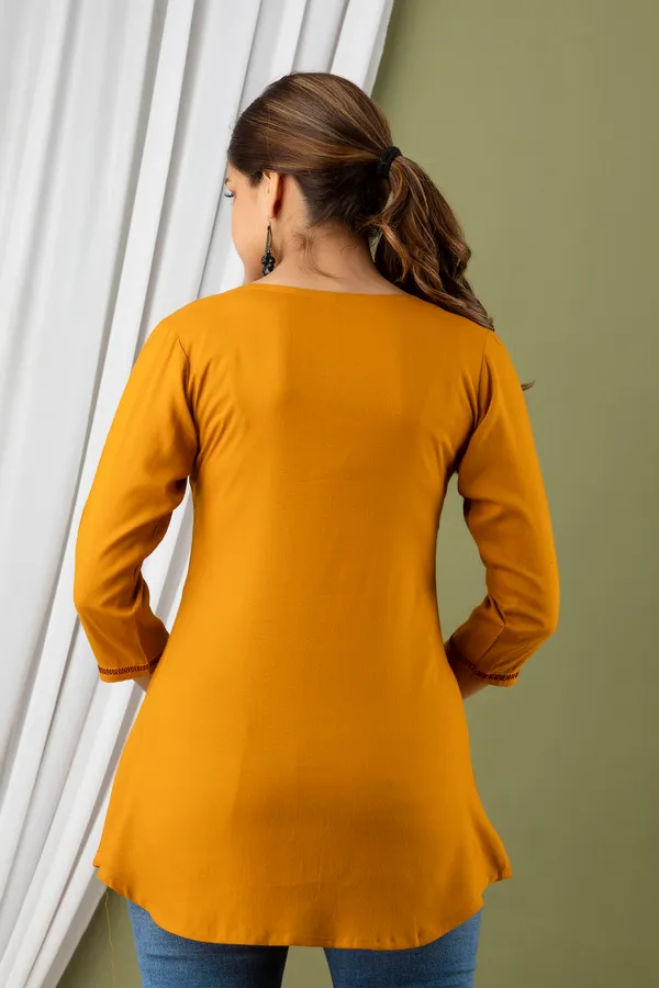 Yellow_Rayon_Regular_Fit_Tops_&_Tunics_For_Women