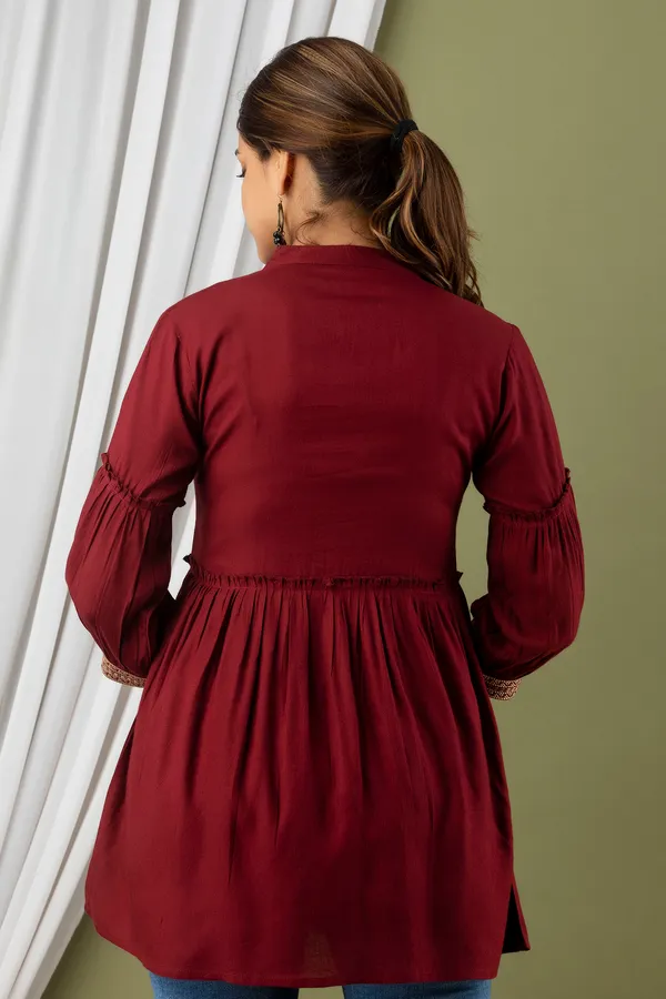 Maroon_Rayon_Regular_Fit_Tops_&_Tunics_For_Women