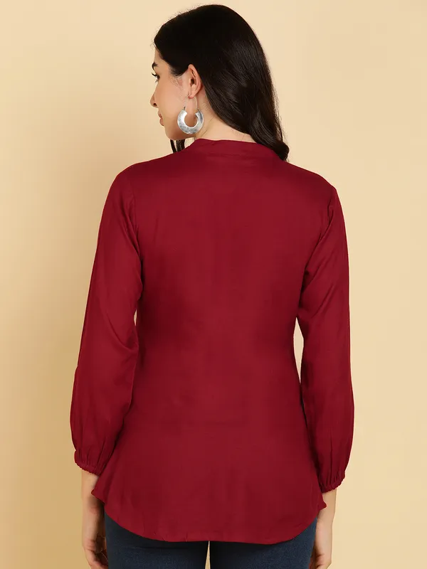 Maroon_Rayon_Regular_Fit_Tops_&_Tunics_For_Women