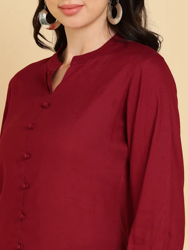 Maroon_Rayon_Regular_Fit_Tops_&_Tunics_For_Women