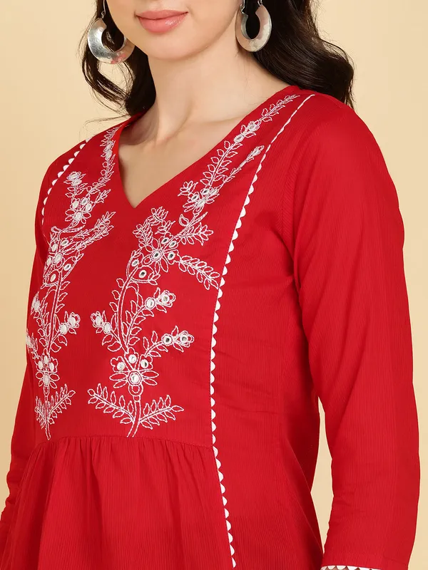 Red_Cotton_Embroidered_Mirror_Work_Regular_Fit_Tops_&_Tunics_For_Women