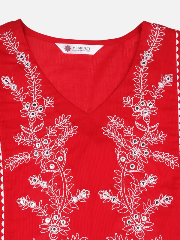 Red_Cotton_Embroidered_Mirror_Work_Regular_Fit_Tops_&_Tunics_For_Women