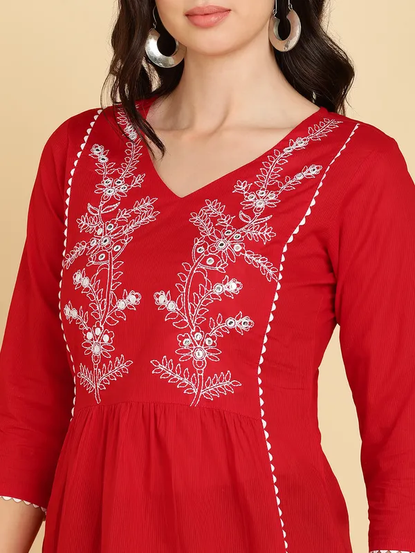Red_Cotton_Embroidered_Mirror_Work_Regular_Fit_Tops_&_Tunics_For_Women