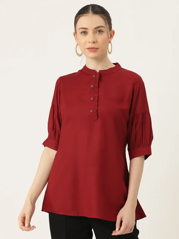 Maroon_Rayon_Tops_For_Women
