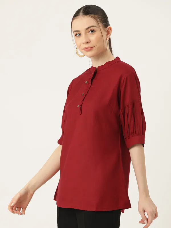 Maroon_Rayon_Tops_For_Women