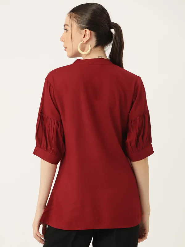 Maroon_Rayon_Tops_For_Women