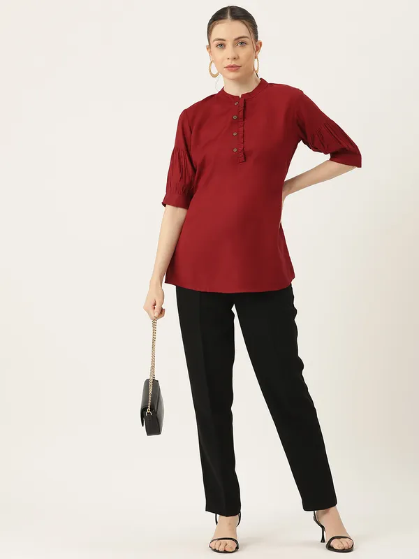 Maroon_Rayon_Tops_For_Women