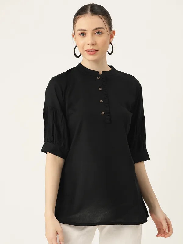 Black_Rayon_Collar_Regular_Fit_Tops_&_Tunics_For_Women