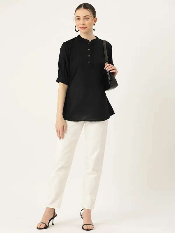 Black_Rayon_Collar_Regular_Fit_Tops_&_Tunics_For_Women