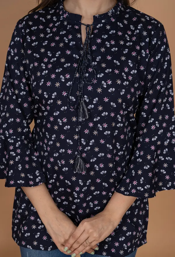 Black_Rayon_Floral-Printed_Regular_Fit_Tops_&_Tunics_For_Women