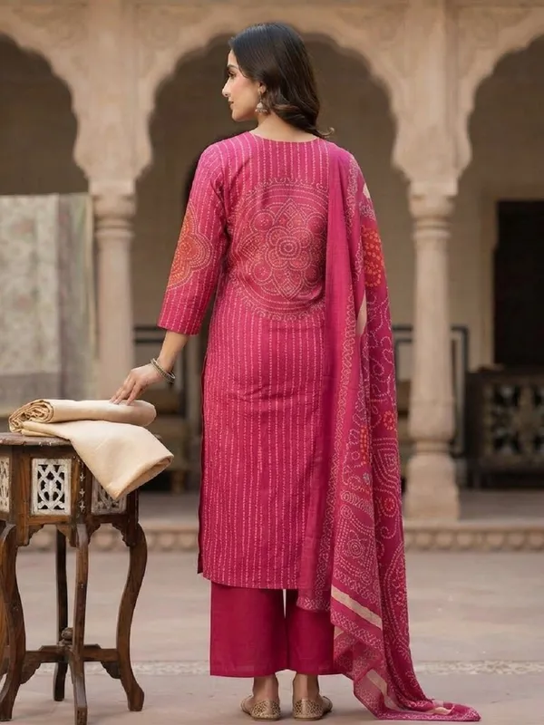 Women_Bandhani_Printed_Pure_Kota_Doria_Kurta_with_Palazzos_&_Dupatta