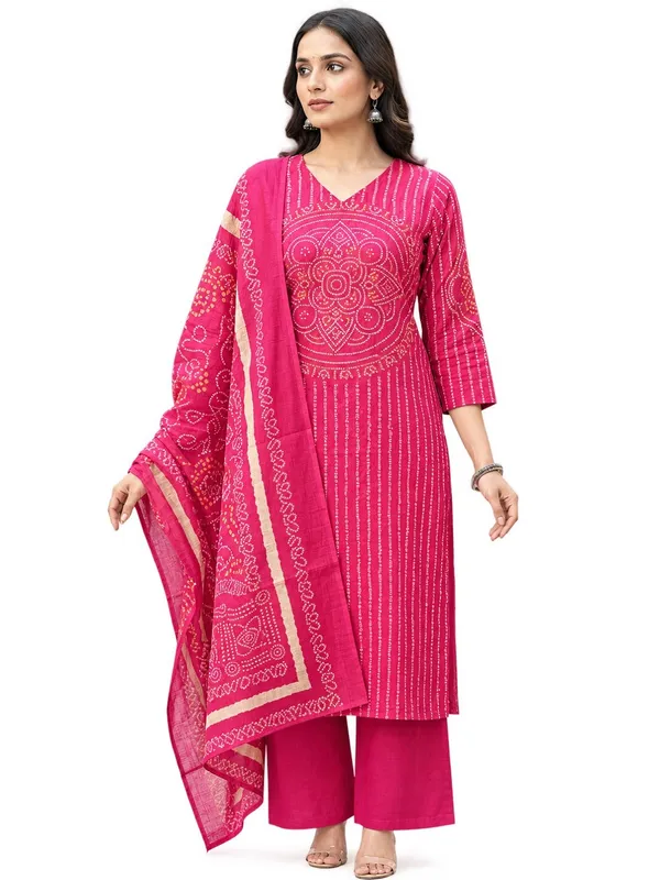 Women_Bandhani_Printed_Pure_Kota_Doria_Kurta_with_Palazzos_&_Dupatta