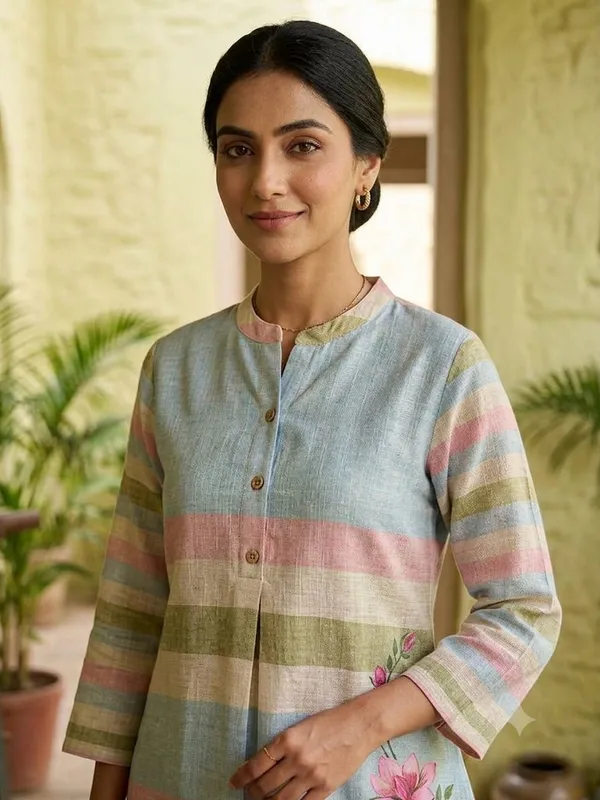 Women_Colourblocked_Printed_Pure_Kota_Doria_Casual_Tunic