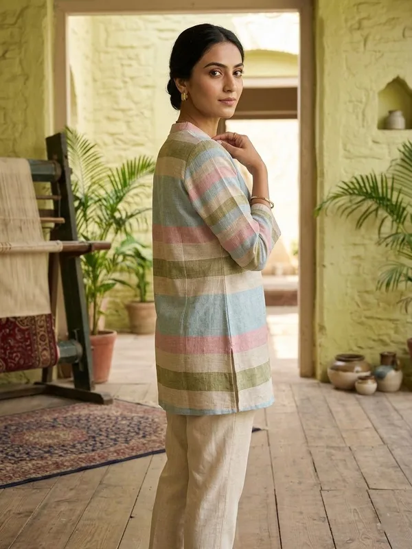 Women_Colourblocked_Printed_Pure_Kota_Doria_Casual_Tunic