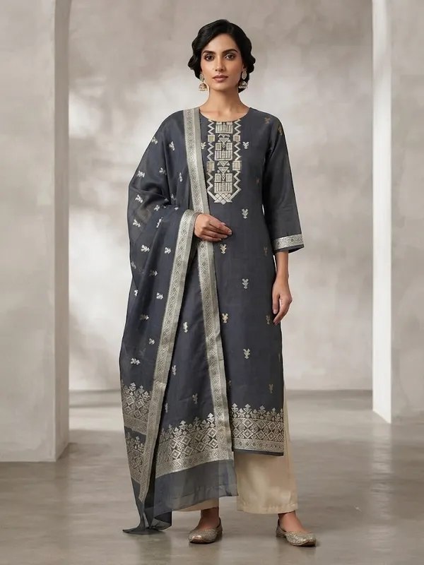 Women_Ethnic_Motifs_Printed_Chanderi_Jacquard_Kurta_Palazzos_&_Dupatta