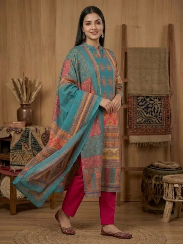 Women_Ethnic_Motifs_Printed_Poly_Muslin_Straight_Kurta_with_Trousers_&_Dupatta