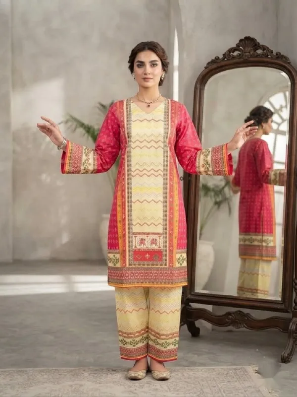 Women_Ethnic_Motifs_Printed_Regular_Fit_Top_with_Matching_Trousers_Co-Ord_Set