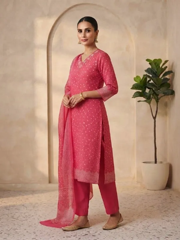Women_Ethnic_Motifs_Printed_Thread_Work_Kota_Doria_Kurta_Set_with_Trousers_&_Dupatta