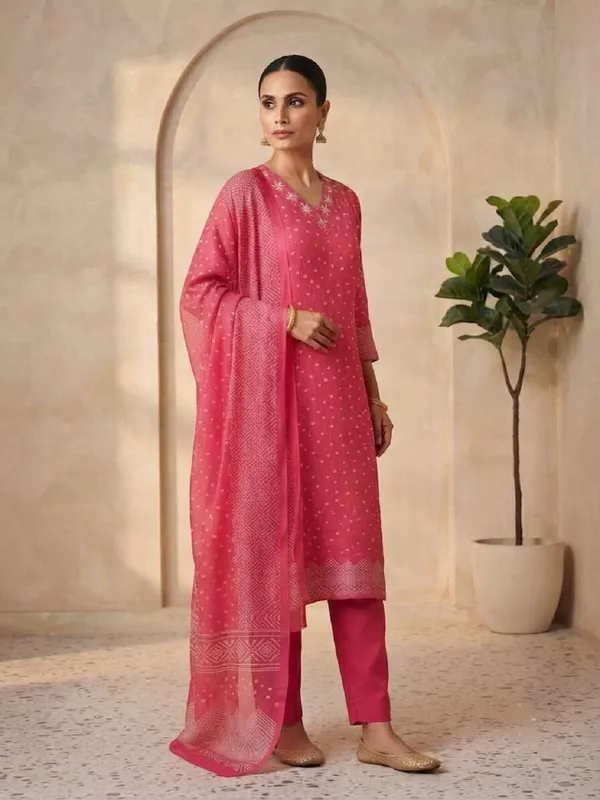 Women_Ethnic_Motifs_Printed_Thread_Work_Kota_Doria_Kurta_Set_with_Trousers_&_Dupatta