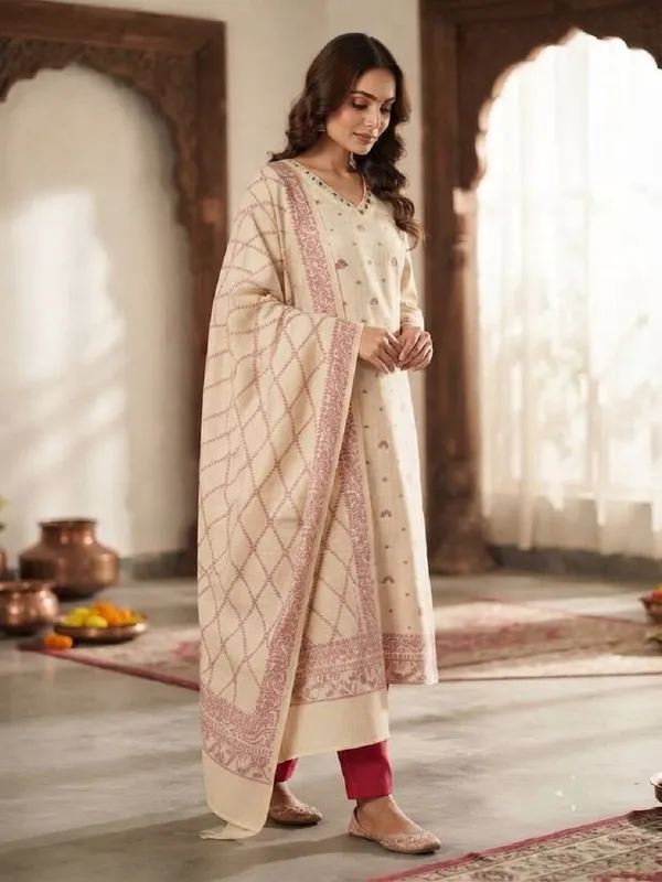 Women_Ethnic_Motifs_Printed_V-Neck_Straight_Kurta_Set_with_Trousers_&_Dupatta