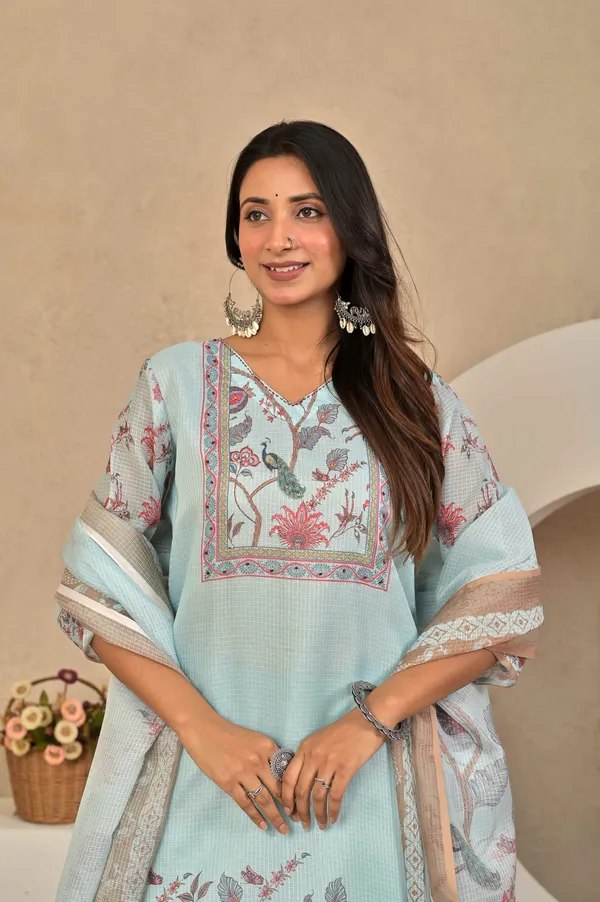 Women_Ethnic_Motifs_Printed_V-Neck_Straight_Kurta_Trousers_&_Dupatta_Set