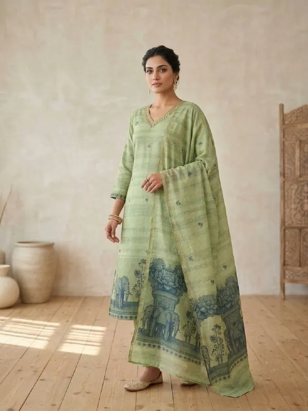 Women_Ethnic_Motifs_Yoke_Design_Straight_Kurta_with_Trousers_&_Dupatta