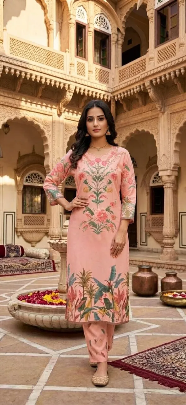 Women_Floral_Print_Cotton_Flex_Tunic_&_Trousers_Co-Ord_Set