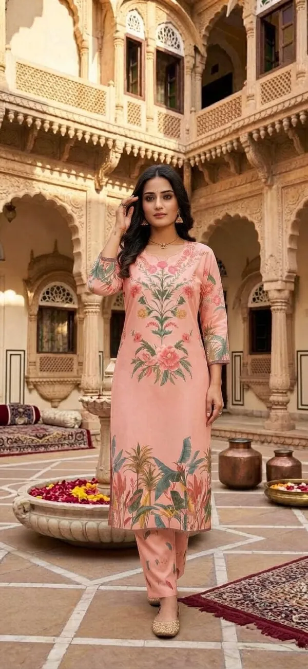 Women_Floral_Print_Cotton_Flex_Tunic_&_Trousers_Co-Ord_Set