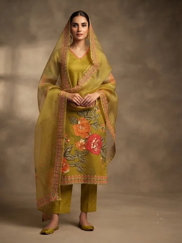 Women_Floral_Printed_V-Neck_Straight_Kurta_with_Thread_Work,_Trousers_&_Dupatta