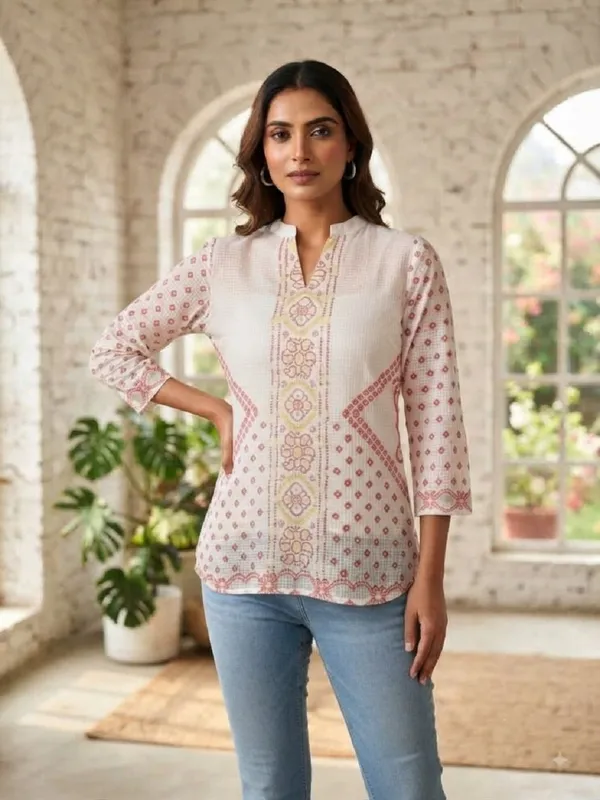 Women_Geometric_Print_Pure_Kota_Doria_Regular_Fit_Tunic