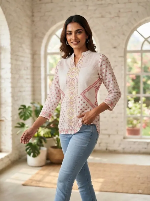 Women_Geometric_Print_Pure_Kota_Doria_Regular_Fit_Tunic