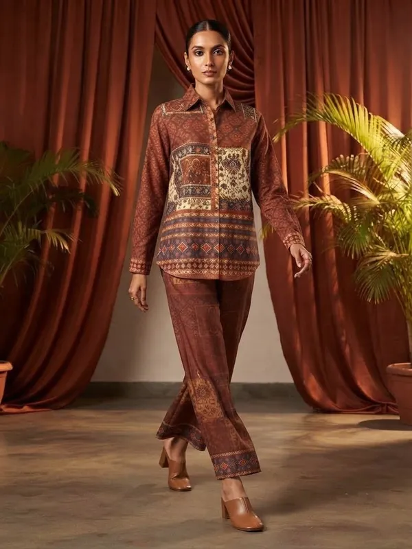 Women_Handloom_Linen_Slub_Printed_Shirt_&_Palazzos_Co-Ord_Set