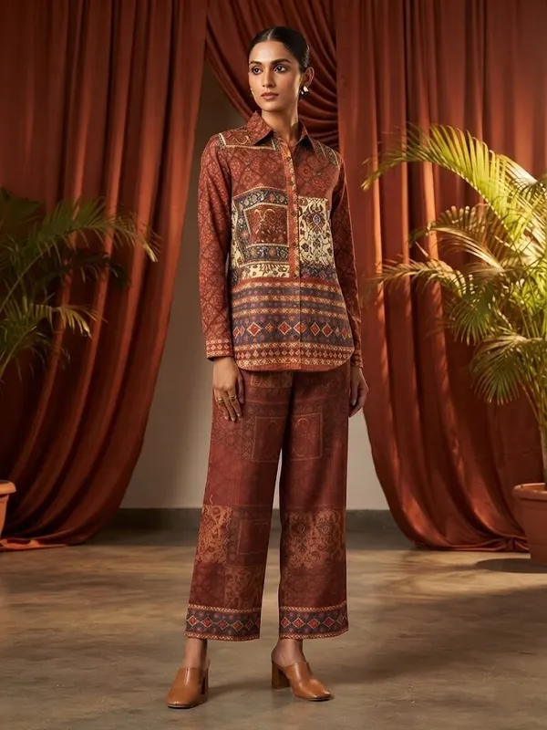 Women_Handloom_Linen_Slub_Printed_Shirt_&_Palazzos_Co-Ord_Set