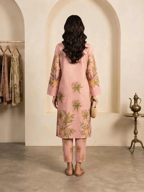 Women_Peach_Floral_Printed_Straight_Kurta_with_Matching_Trousers