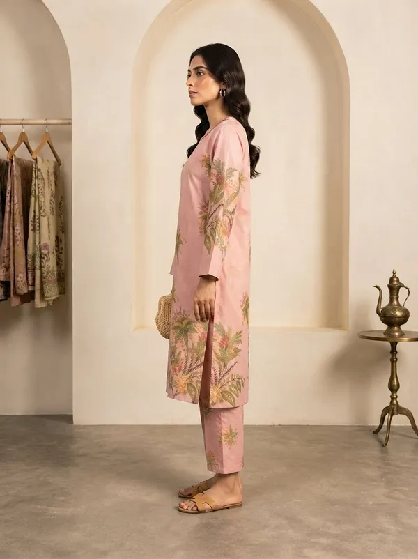 Women_Peach_Floral_Printed_Straight_Kurta_with_Matching_Trousers