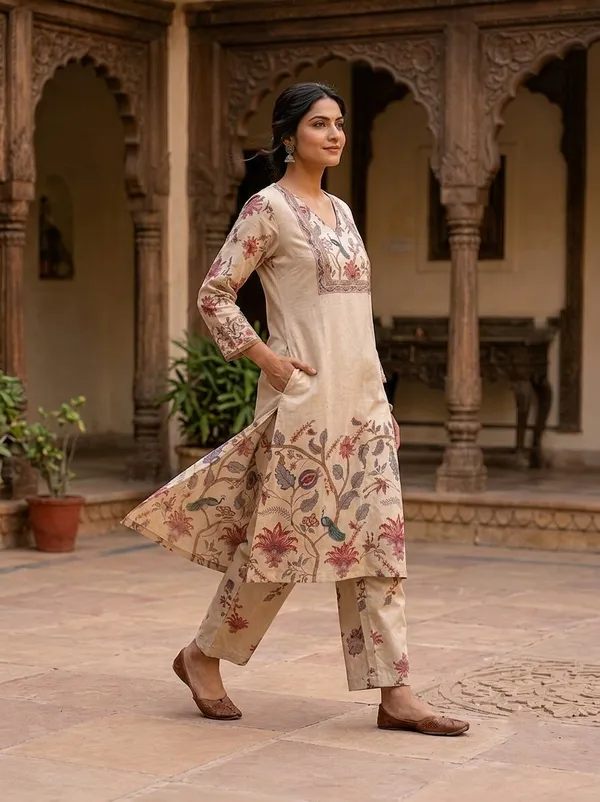 Women_Printed_Ethnic_Motifs_V-Neck_Kurta_with_Matching_Trousers